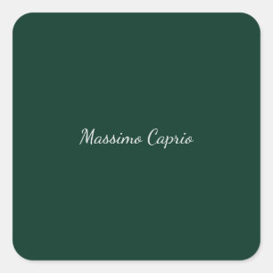 Sticker Carré Vert foncé Élégant Casual Propre Nom Écriture manu