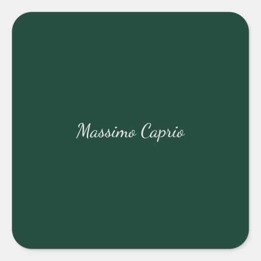 Sticker Carré Vert foncé Élégant Casual Propre Nom Écriture manu (Devant)