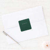 Sticker Carré Vert foncé uni élégant décontracté propre nom (Enveloppe)