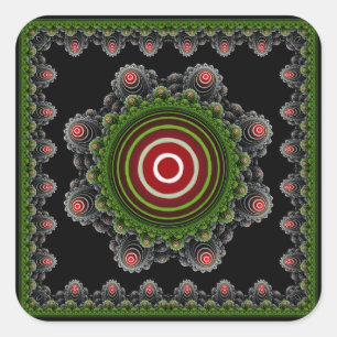 Sticker Carré Vert naturel orné brillant motif