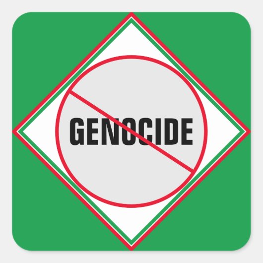 Sticker Carré Vert rouge anti-génocide (Devant)