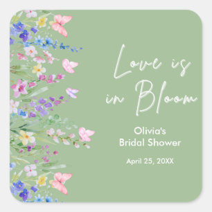 Sticker Carré Vert sauge floral Love is in Bloom Enterrement de