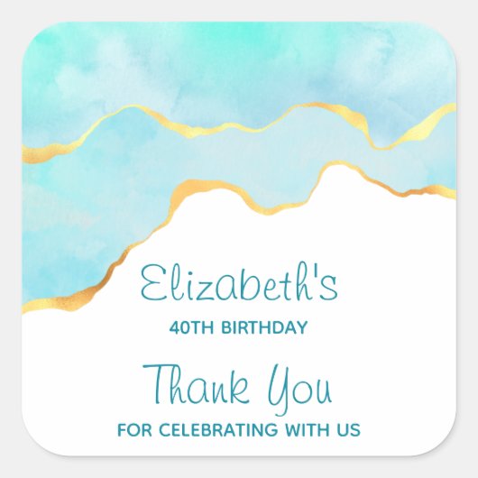 Sticker Carré Vert tropical paisible avec frontière or Anniversa (Devant)