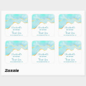 Sticker Carré Vert tropical paisible avec frontière or Anniversa (Feuille)