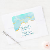 Sticker Carré Vert tropical paisible avec frontière or Anniversa (Enveloppe)