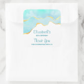 Sticker Carré Vert tropical paisible avec frontière or Anniversa (Sac)