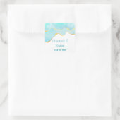 Sticker Carré Vert tropical paisible avec Mariage frontière or (Sac)