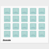 Sticker Carré Vert turquoise moderne Joyeux anniversaire (Feuille)