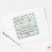 Sticker Carré vert Vegan Soap Shampoo Bar (Enveloppe)