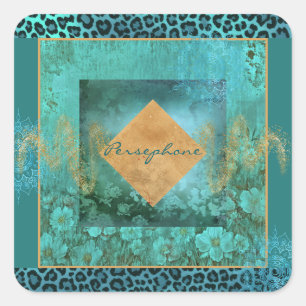 Sticker Carré Vert verdien gras couleur aqua