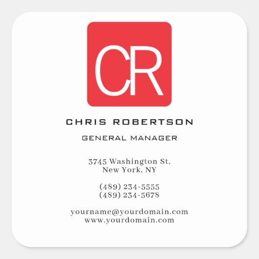 Sticker Carré Vertical Red Stripe White Professional Plain (Devant)