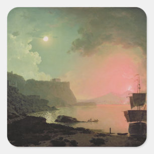 Sticker Carré Vésuve de Posillipo, c.1788 (huile sur panneau)