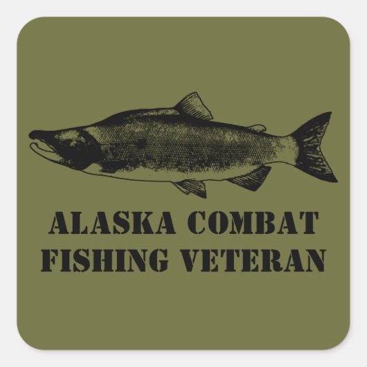 Sticker Carré Vétérinaire de la pêche de combat de l'Alaska (Devant)