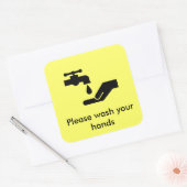 Sticker Carré Veuillez se laver les mains (Enveloppe)