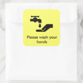 Sticker Carré Veuillez se laver les mains (Sac)