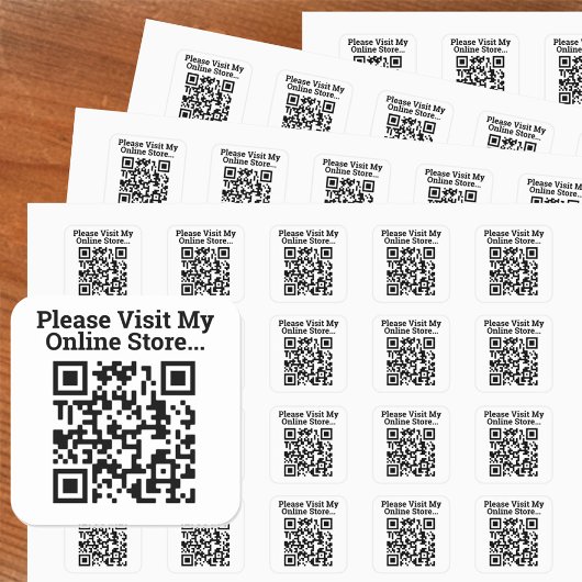 Sticker Carré Veuillez visiter mon code QR de conception de maga