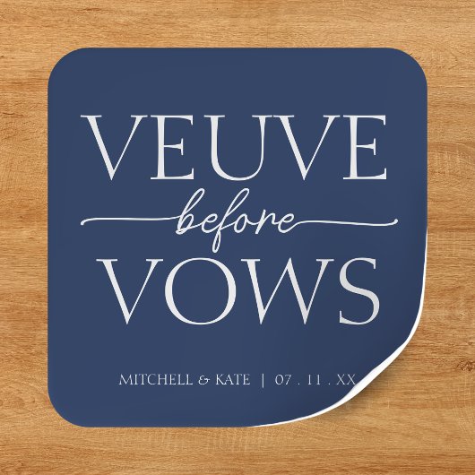 Sticker Carré Veuve Before Vows Bleu Marine & Blanc Bridal Showe