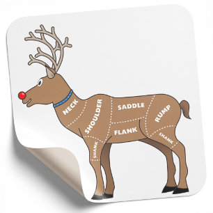 Sticker Carré Viande de renne pour Noël