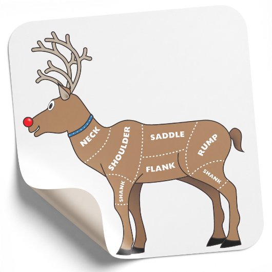 Sticker Carré Viande de renne pour Noël
