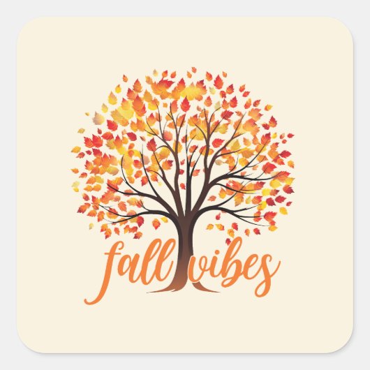 Sticker Carré Vibes d'automne - Cosy Fall Tree (Devant)