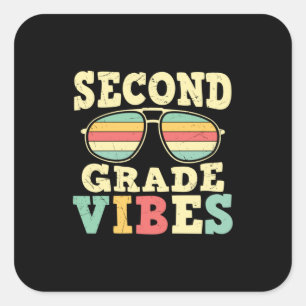 Sticker Carré Vibes de 2e année pour enseignant de 2e année