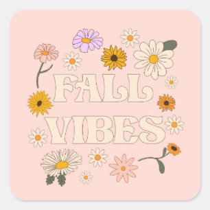Sticker Carré Vibes de automne roses