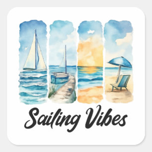 Sticker Carré Vibes de voile - Sentez l'océan