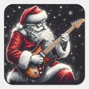 Sticker Carré Vibes électriques en Père Noël se déchaîne festive