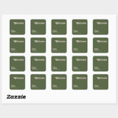 Sticker Carré Vibes rétro simples | Accueil Mariage vert olive (Feuille)