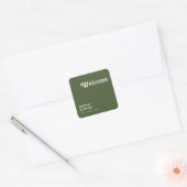 Sticker Carré Vibes rétro simples | Accueil Mariage vert olive (Enveloppe)