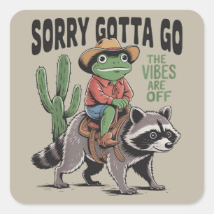 Sticker Carré Vibes sont gâchées Désolé Faut que je parte Grenou