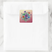 Sticker Carré Vibrant Floral Bouquet Illustration (Sac)