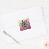 Sticker Carré Vibrant Floral Bouquet Illustration (Enveloppe)
