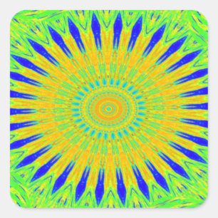 Sticker Carré Vibrant Golden Green Fabric Motif Art