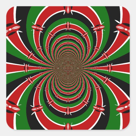 Sticker Carré Vibrant Kenya Vision : Drapeau kényan en miroir (Devant)