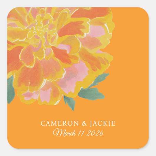Sticker Carré Vibrant Marigold Summer Wedding (Devant)