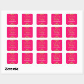 Sticker Carré Vibrant Pink Faux Gold Chevron Bachelorette Party (Feuille)