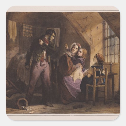 Sticker Carré Vice et vertu : Misère (Devant)