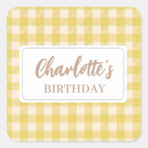 Sticker Carré Vichy jaune de ferme pré classique carreaux vichy