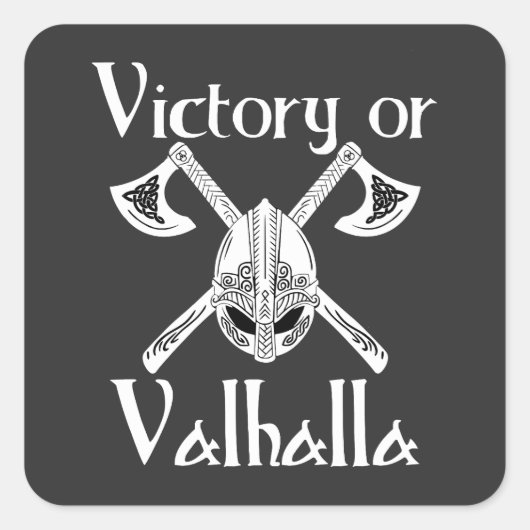 Sticker Carré Victoire ou Valhalla - Helm et Ax (Devant)