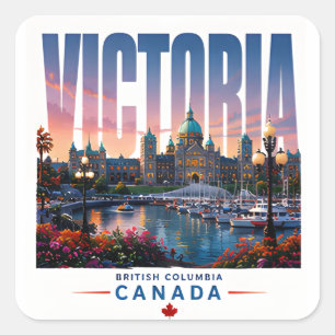 Sticker Carré Victoria Canada Jardin du port de voyage