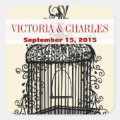 Sticker Carré Victorian BirdCage Musical Inséparable Rouge Maria (Devant)