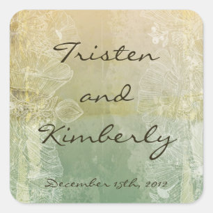 Sticker Carré Victorien antique floral vintage d'autocollants de