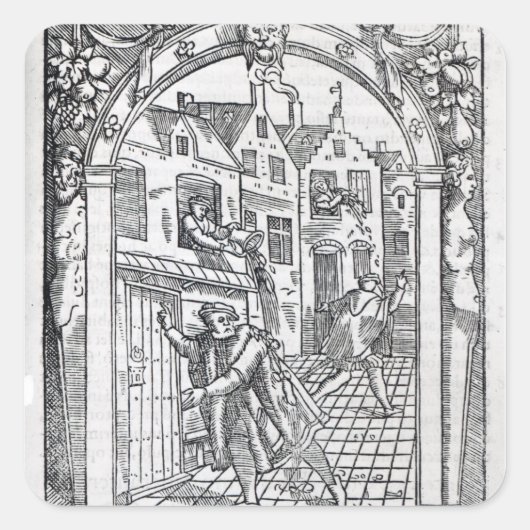 Sticker Carré Vider les pots de chambre (Devant)