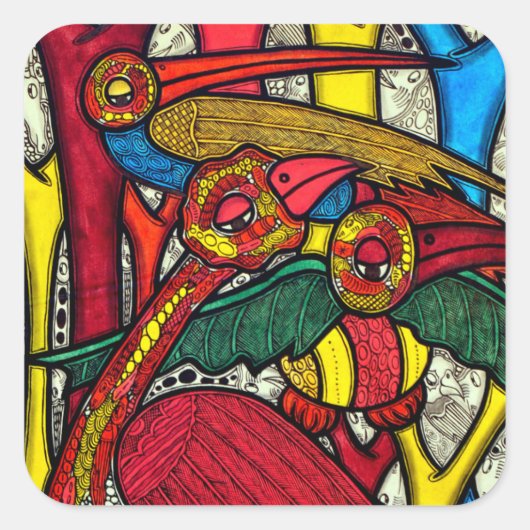 Sticker Carré Vie des oiseaux (Devant)