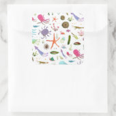 Sticker Carré Vie marine colorée (Sac)