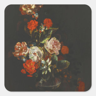 Sticker Carré Vie morte vintage avec fleurs