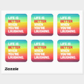 Sticker Carré Vie quand tu rires Citation (Feuille)