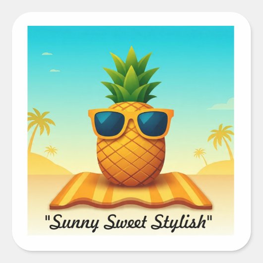Sticker Carré "Vie rêveuse d'ananas" (Devant)