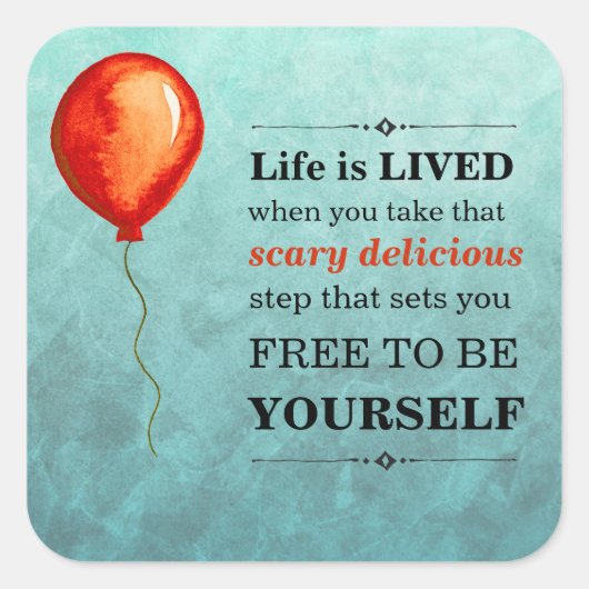 Sticker Carré Vie turquoise et rouge-orange (Devant)